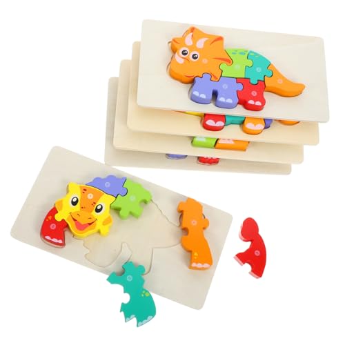 HEMOTON Kinderspielzeug 5st Dinosaurier-Puzzle Puzzle Für Kleinkinder Puzzle Formen Puzzle Für Kinder Puzzle-Brett Kinderpuzzle -Puzzle Lernrätsel Kleinkind-Puzzle Lernspielzeug Buntes Puzzle Holz von HEMOTON