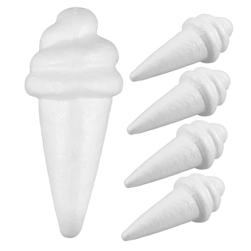 HEMOTON 5st Schaumeismodell Eisdiele Realistische Lebensmittelrequisiten Schaumstoffmodell Kunsthandwerk Aus Polystyrolschaum Gefälschtes Essen Eiscreme-Foto-Requisiten Eistüte Weiß von HEMOTON