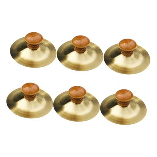 HEMOTON 6 STK Schlaginstrument Für Kinder Traditioneller Chinesischer Gong Glockenbecken Fingerinstrument Für Kinder Bauchtanz-fingerzills Percussion-Becken-Glocke Mini-gong Golden Metall von HEMOTON