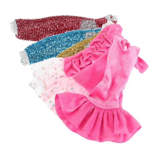 HEMOTON 6 Stück Babydoll-Kleid mit Pailletten Glitzer Puppenkleid Funkelnde Puppenaccessoires Puppenmode für One-Shoulder-Abschlussballkleid aus Satin Maskenballkleider Polyester von HEMOTON