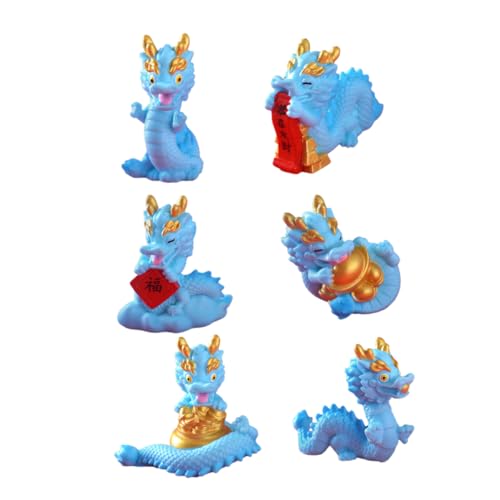 HEMOTON 6 Stück Mini-Drachen-Ornamente Drachenfigur Dekoration Mini Drachen Dekoration Drachenlampe Drachenfiguren und Statuen flurschrank Kabinett Harzstatue Drachen Handwerk Blue von HEMOTON