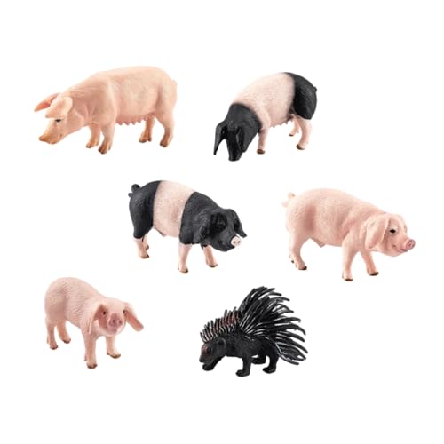 HEMOTON 6 Stück Simulation Schweinemodell Tierfiguren Haustier Schweine Nutztier Kleine Tischminiaturen Schweinchen Tiere Lamm Kleines Schweinemodell Das Tier Geflügelmodell Fotografie von HEMOTON