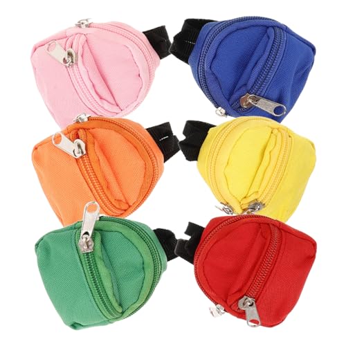 HEMOTON 6st Kleine Schultasche Kleine Rucksacktasche Rucksack Für Babypuppen Mini-Rucksack-schlüsselanhänger Mit Reißverschluss Schulbedarf Für Minipuppen Zubehör Für Babypuppen Polyester von HEMOTON