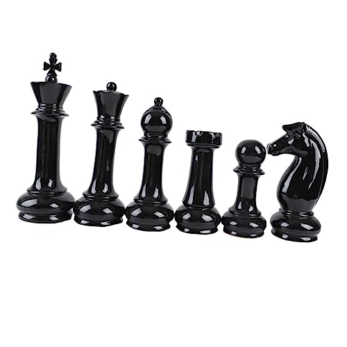 HEMOTON 6st Schach Ornamente Schach Wohnkultur Schachfiguren Schwarzes Schach Büro-Schach-Ornament Schach Hängende Ornamente Schach Dekoration Schach Tischdekoration Black Keramik von HEMOTON