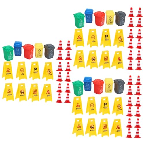 HEMOTON 75 STK kognitives Spielzeug unterrichten verkehrszeichen Spielzeug verkehrszeichen Kinder Mini das Schild Verkehrskegel Straßenschild Kleinkind Mülleimer Plastik von HEMOTON