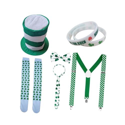 HEMOTON 7st St. Patricks Day Schnurrbart St. Patricks Day Kostüm St. Patricks Day Accessoires Grüner Anzug Hut Zubehör Grüne Fliege Errötendes Grüne Falscher Schnurrbart Green von HEMOTON