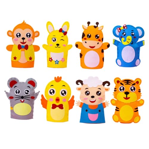 HEMOTON 8st Kinder DIY Handpuppe Bastelspielzeug Aus Filz Für Kinder Handpuppen Spielzeug Tierfiguren Spielzeug Für Kleinkinder Sockenpuppen Aus Filz Handpuppenset Für Kinder Tierpuppen von HEMOTON