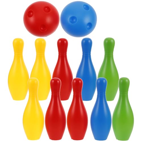 HEMOTON Bowling-Spielzeugset Für Kinder Mit 10 Bowling-Pins Und 2 Bällen Aus Kunststoff Spiele Für Drinnen Und Draußen Für Kleinkinder Lehrreiches Geburtstagsgeschenk Für Jungen Und von HEMOTON