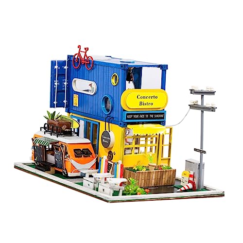 HEMOTON DIY Minihaus Handarbeitsraum Miniatur-Möbelbausatz Holz kreativer Miniatur-Bausatz hölzern Suite Spielzeug Bambus von HEMOTON