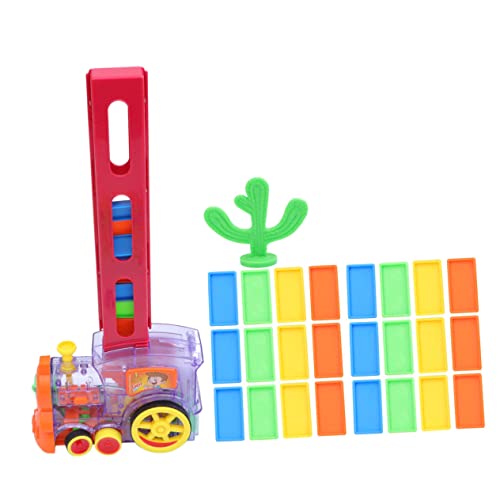 HEMOTON Dominosteine ​​Spielzeug Autospielzeug für Kinder pädagogisches Spielspielzeug Domino Stapelzug Kinder stapeln Spielzeug Automatischer Dominozug Holzbausteine Domino-Bausteine von HEMOTON