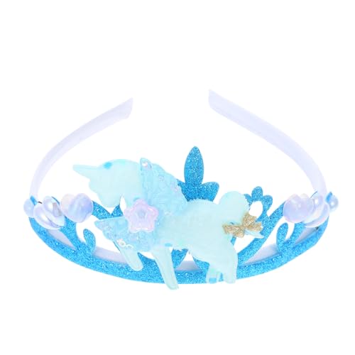 HEMOTON Einhorn Stirnband Haarband Einhorn Stirnbänder Kopfschmuck Mit Kinderkrone Stirnbänder Mit Kinderkronen Partygeschenke Mädchen Tiara Stirnband Plastik Sky-blue von HEMOTON