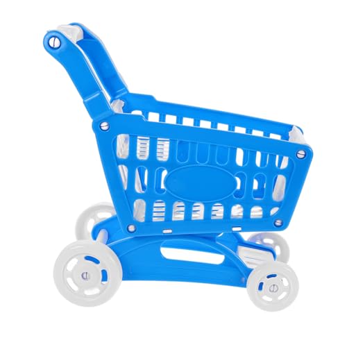 HEMOTON Einkaufs Wagen für Kinder Einkaufswagen Einkaufskorb für Spielzeug Kinder Supermarkt Wagen Spielzeug Supermarkt Wagen Puppenhaus Zubehör Mini-Einkaufskorb Wagen Mini Plastik Blue von HEMOTON