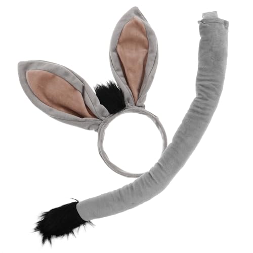 HEMOTON Esel Stirnband Zubehör Für Tierhaare Cosplay-stirnband Fuzzy-ohren-stirnband Esel-kostüm-ohr Halloween-kopfschmuck Halloween-esel-kostüm Esel-haarbänder Tierhaarreifen Grey Plüsch von HEMOTON