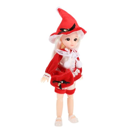 HEMOTON Gelenkpuppe Mädchen Dolly kinderspielzeug weihnachtskleidung Kleider Süße Puppe lebendige Puppe Geburtstagsgeschenk Mini-Puppe Samt rot von HEMOTON