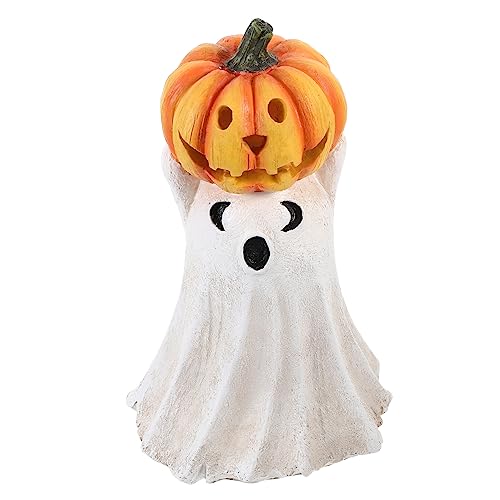 HEMOTON Halloween Kürbis Harz Ornamente Skelett Halloween Kürbis Geist Statue Halloween Kürbis Dekorationen Halloween Kürbis Und Geist Figur von HEMOTON