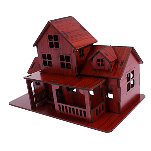 HEMOTON Holzhaus Spielzeug Winziges Selber Machen Mini-haushandwerk Kinder Mini-Spielzeug Spielzeughaus Selber Machen Mini- DIY Puzzlematte Montagehaus Aus Holz Brown von HEMOTON