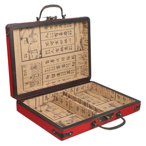 HEMOTON Kasten Mahjong- Chinesisches Mahjong-Spiel Mini-geschenkboxen Mahjong-Matte Mahjong-Organizer Für Den Haushalt Mahjong Karten 2022 Automatischer Dominozug Holz von HEMOTON