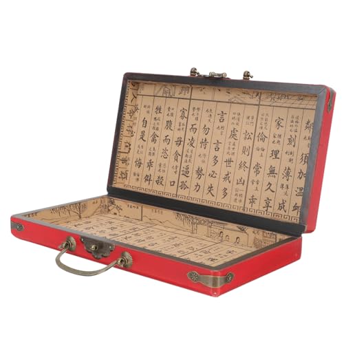 HEMOTON Kasten Mahjong-Koffer aus Holz Mahjong Handliche Mahjong Box Retro-Mahjong-Fall Aufbewahrungshalter für den Haushalt schmuckkästchen Mahjong-Container Holzbehälter von HEMOTON