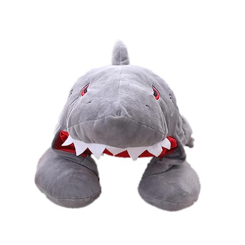 HEMOTON Lustige Kopfbedeckung travel Neck Pillow reisenackenkissen Plush Neck Pillow Family Trip Neck Pillow Airplane Neck Pillow nackenstützkissen Hai-Kappe Nackenkissen mit Kapuze Grey von HEMOTON