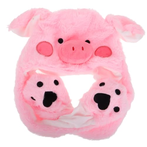 HEMOTON Lustiger Schweinehut Huttag Für Schulkinder Mütze Mit Beweglichen Ohren Halloween-hüte Tiermütze Hut Für Huhn Tierische Ohren Lustiger Halloween-hut Skurrile Kinderhüte Plüsch Rosa von HEMOTON