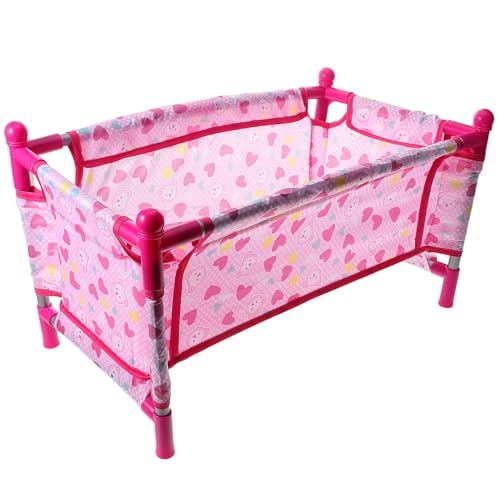 HEMOTON Miniatur-Puppenbett Spielzeug-Babypuppenbett Für 18 Puppen Süßes Rosa Puppenbett Mit Herzdesign Spielzeug-Babybett-Puppenmöbel Für Mädchen Ab 3 Jahren von HEMOTON