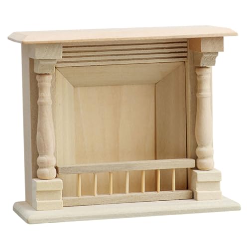 HEMOTON Miniaturkamin Puppenhaus-Kaminwand Puppenhaus-Minimöbel puppenhaus Einrichtung puppenhaus Kamin Bastel Holz Kamin Miniatur-Puppenstubenmöbel unfertige Puppenhausmöbel hölzern Khaki von HEMOTON