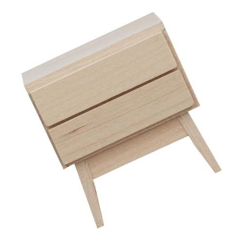 HEMOTON Miniaturmöbelmodell 1 12 Nachttisch winzige Möbelminiaturen Modellmöbel Puppenhausmöbel holzmöbel bastelset komodenschrank Mini-Hausschrankmodell schöne Miniaturmöbel hölzern Beige von HEMOTON