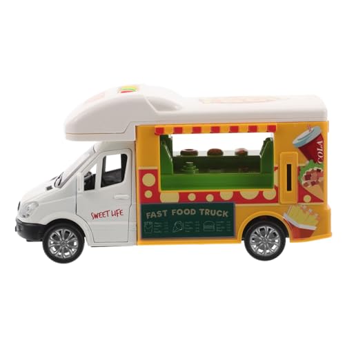 HEMOTON Modell Eines -Food-Trucks Eiswagen Für Kinder Freizeitfahrzeuge Food-Truck-Spielzeug Wohnmobil Spielzeug-eiswagen Imbisswagen Verschleißfestes Autospielzeug Legierung von HEMOTON