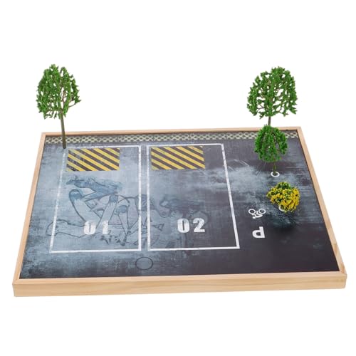 HEMOTON Parkplatz-Modell Parkgarage Spielset Beobachtungsfähigkeiten Entwicklung Spielzeug Sammlerstücke Modellauto Garage Vitrine für Modellautos Spiele zum Parken von Autos Holz von HEMOTON