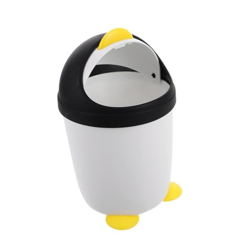 HEMOTON Pinguin Mülleimer Mülleimer Niedlicher Badezimmer Mülleimer Mini Mülleimer Für Den Schreibtisch Schreibtisch Mülleimer Mit Deckel Kleiner Mülleimer Für Die Küche Mülleimer von HEMOTON