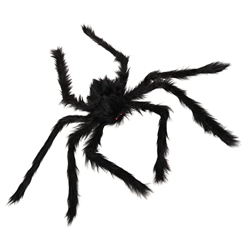 HEMOTON Plüschtier Halloween-Dekoration-Horror Schwarze pelzige Spinne Streich Halloween Party Halloween Spielzeug Big Spider Gruselige Halloween-Party-Dekoration Spukhaus-Requisite Black von HEMOTON