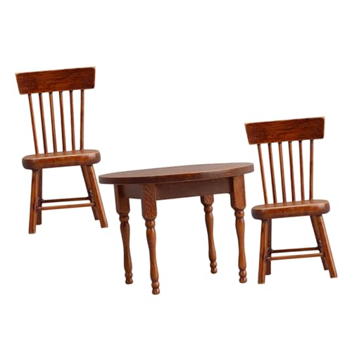 HEMOTON Puppenhaus Miniatur Tisch und Stuhl Set aus Holz Tisch Stühle in Kastanienfarbe Miniaturmöbel für Puppenhaus Schlafzimmer Esszimmer Dekorative Spielfiguren Zubehör HEMOTON Puppenhaus Miniatur Tisch und Stuhl Set aus Holz Tisch Stühle in Kastanienfarbe Miniaturmöbel für Puppenhaus Schlafzimmer Esszimmer Dekorative Spielfiguren Zubehör von HEMOTON