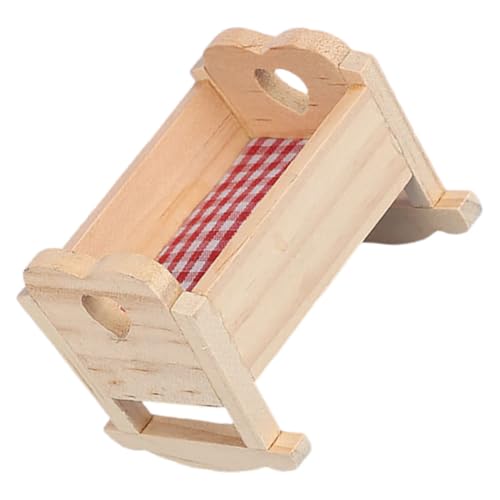 HEMOTON Puppenhauszubehör Babypuppenwiege Aus Holz Puppenhaus-krippenspielzeug Mini- -krippen- Puppenhaus-krippenmodell Puppenhaus Mini Krippe Requisite Mini-krippenmodell Stoff von HEMOTON