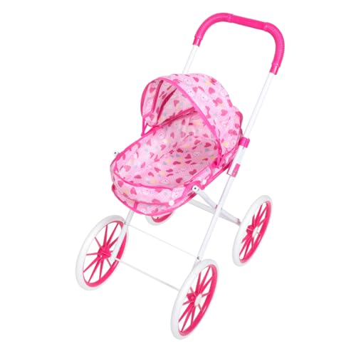 HEMOTON Puppenwagen Kleinkind- -Kinderwagen-Spielzeug Gefälschter Kinderwagen Spielen Sie Doll Kinderwagen Puppen-Regenschirm-Kinderwagen Spielzeug-Kinderwagen Rosa Eisenrahmen von HEMOTON