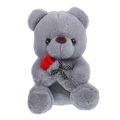 HEMOTON Rosenbärenpuppe ausgestopftes Bärenspielzeug dekorative Bärenpuppe für Valentinstag valentinsgeschenk lebendige Bärenpuppe Bär Puppe Stofftier tragen PP Baumwolle Grey von HEMOTON