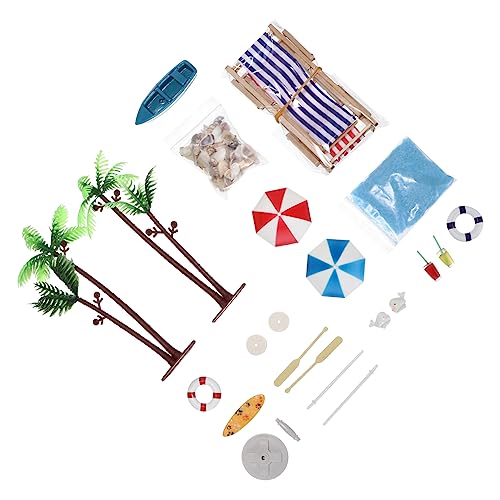 HEMOTON Sommer Accessoires Mini Strandhütte Mit Ozeanmotiv Duschvorhang Sandkasten Strandtuch Strand Accessoires Strandspielzeug Stranddecke Puppenhaus Zubehör von HEMOTON