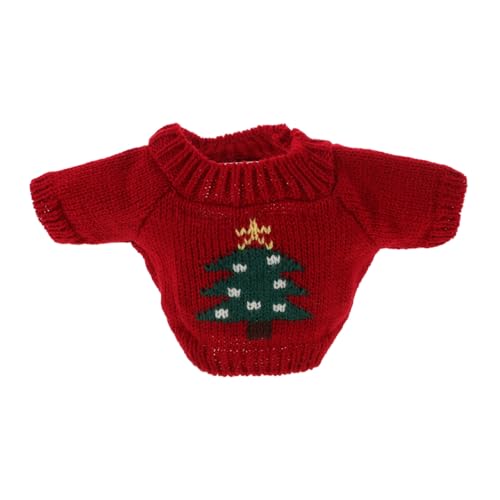 HEMOTON Spielzeugbär-Pullover Kleidung Für Mädchen Schönes Puppenkostüm Minipuppenkleidung Puppenkleidung Kompaktes Puppenkostüm Kleidung Für Stofftiere Stofftier-Outfit Garn Rot von HEMOTON