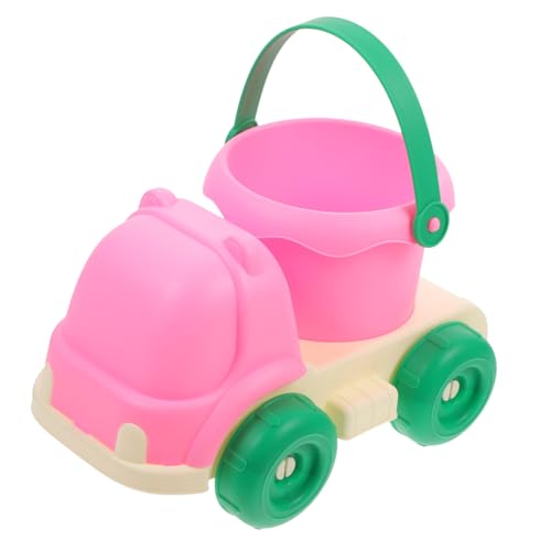 HEMOTON Strand Spielzeugauto Strand-LKW-Eimer Spielen Im Freien Reise-strandbuggy LKW-Eimer-Spielzeug Wassersand Bausatz Reisespielzeug Abnehmbares Eimer-Spielzeug Rosa Weiches Gummi von HEMOTON