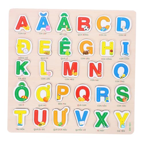 HEMOTON Vietnamesisches Puzzle Puzzles Vietnamesisches Alphabet Puzzle Intelligentes Puzzle Alphabet Puzzle Rechtschreibpuzzles ABC Puzzle Holz von HEMOTON