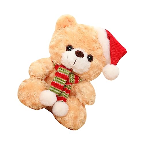 HEMOTON Weihnachtsbär Plüsch Bär Klein Tragen Rentier Weihnachtliches Kuscheltier Weihnachtspuppengeschenk Bär Puppe Bärenpuppe Light Brown Pp Baumwolle von HEMOTON