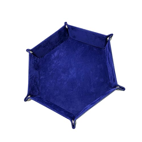 HEMOTON Würfelfach Tablett Aufbewahrungsschalen für Brettspiele Tragbare Würfelmatte Auffangschale Faltbare Würfelschalen Würfel Rollmatte sechseckige Würfelschale Lederwürfelschale Blue von HEMOTON