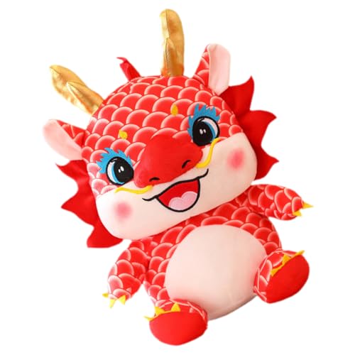 HEMOTON chinesische neujahrsdekoration neujahrsgeschenke neujahr plüschtiere Plüschtier Drache Maskottchen-Drachenmodell Stofftierpuppe Drachen-Neujahrsspielzeug PP Baumwolle rot von HEMOTON