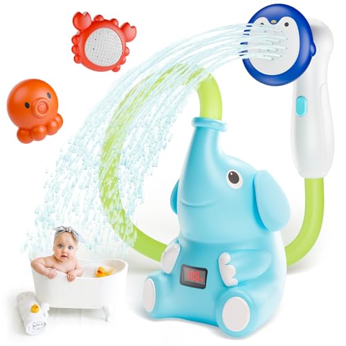 HEMRLY Baby-Badespielzeug, LED-Wassertemperaturanzeige, Badespielzeug für Säuglinge 6-12 Monate mit drei Duschköpfen, Baby-Duschkopf für Badewanne IPX7 wasserdicht, Baby-Geschenk für Mädchen und von HEMRLY