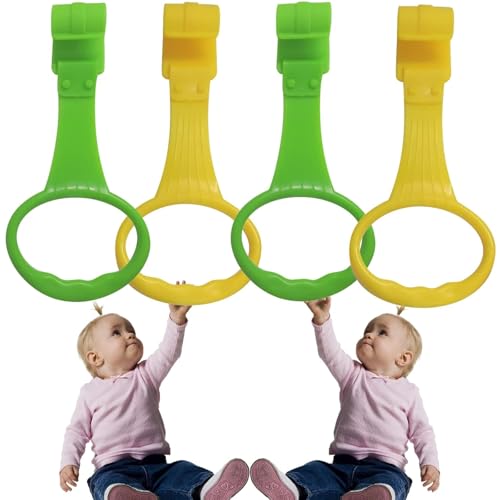 Ringe für Kinderbetten, 4 Pack Ringe Baby mit abnehmbaren Griffen für Beinübungen für Kleinkinder, Laufstall Zugringe, Babyzubehör Mehrfarbig,Abnehmbarer Baby Hand Ringe von HEMUYT