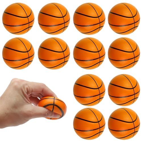 12 Stück Mini Basketball, Softball Basketball Softbälle,Basketball Geschenke Jungen,Stressabbau Squishy Ball Bälle für Kinde Anti-Stress Bälle Geduldspiele,Basketball Mitgebsel Jungs Mini Basketball von HENGBIRD