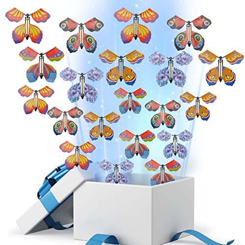 HENGBIRD 20 Pcs Magische Schmetterling Spielzeug, Flying Butterfly Toy, Kinderspielzeug Schmetterlings Karte, Magic Butterfly Card für Hochzeiten Geburtstagsfeiern Überraschungsspiel(5 Farben) von HENGBIRD