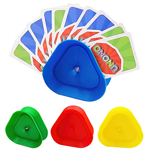 4 Stück Kartenhalter Kinder, Spielkartenständer, Kartenspiele Kartenhalter Kind für Behinderte Dreieck, Spielkarten Halter, Spielkartenhalter Kunststoff Kartenspiele für Kinder,Erwachsene ,Senioren von HENGBIRD