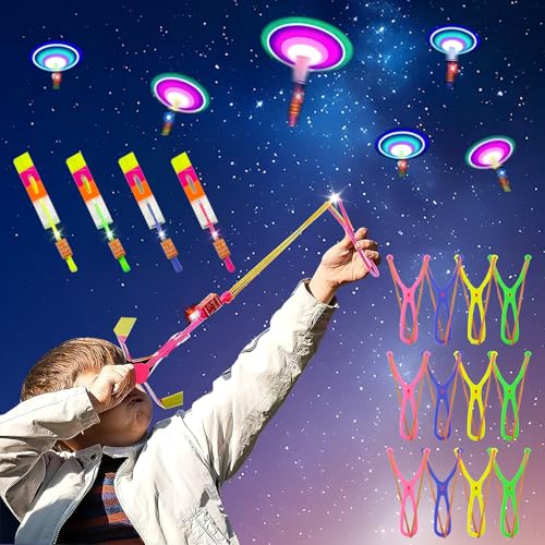 HENGBIRD 12 PCS LED Leuchtspielzeug Partyartikel, Leuchtspielzeug Schleuder, Fliegendes Spielzeug Party Set Led licht nacht Hubschrauber Led Springendes Spielzeug für Kinder Mitgebsel Kindergeburtstag von HENGBIRD