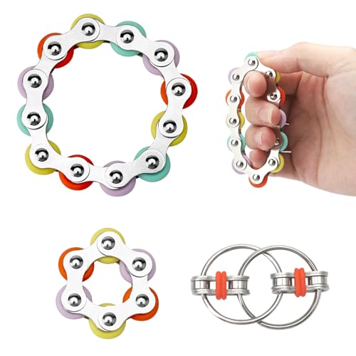 HENGBIRD 2 Stück Stressabbau Spielzeug Stressabbaukette Spielzeug Unendlicher Flip Chain Flippy Chain Game Set Zum Abbau von Spannungen und Stress,für Kinder mit ADHS von HENGBIRD