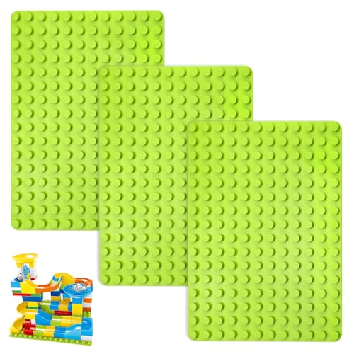 3 Stück Bauplatte Groß Kompatibel mit Duplo Platte 25.5 x 19CM Legoplatten Legoplattenset Legoplatte Grundplatte Bodenplatte Klemmbausteine Platten Matte Plate Grün Bauplatten für Mädchen Jungen von HENGBIRD